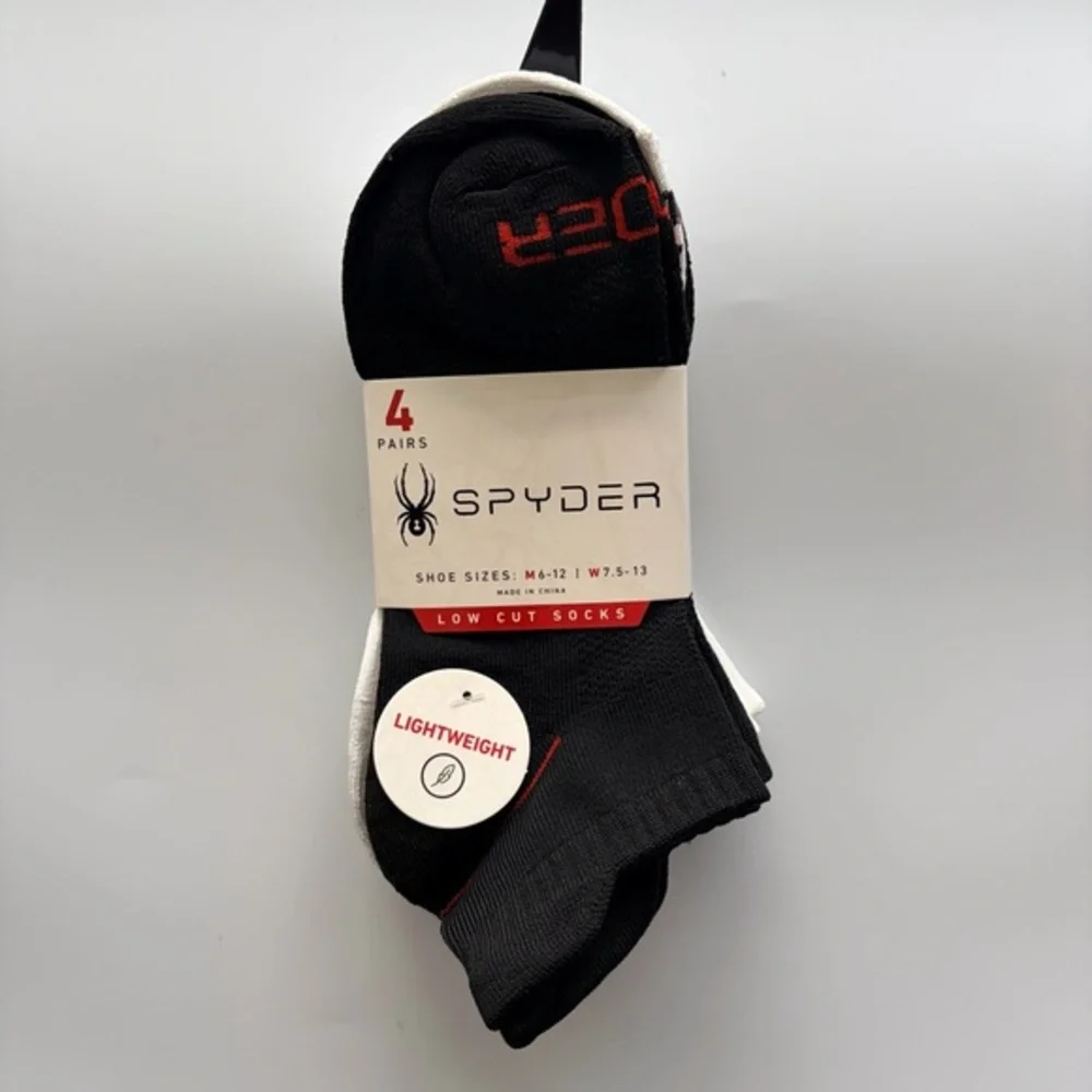 Spyder men’s low cut socks 6 pairs size 6-12 black white red